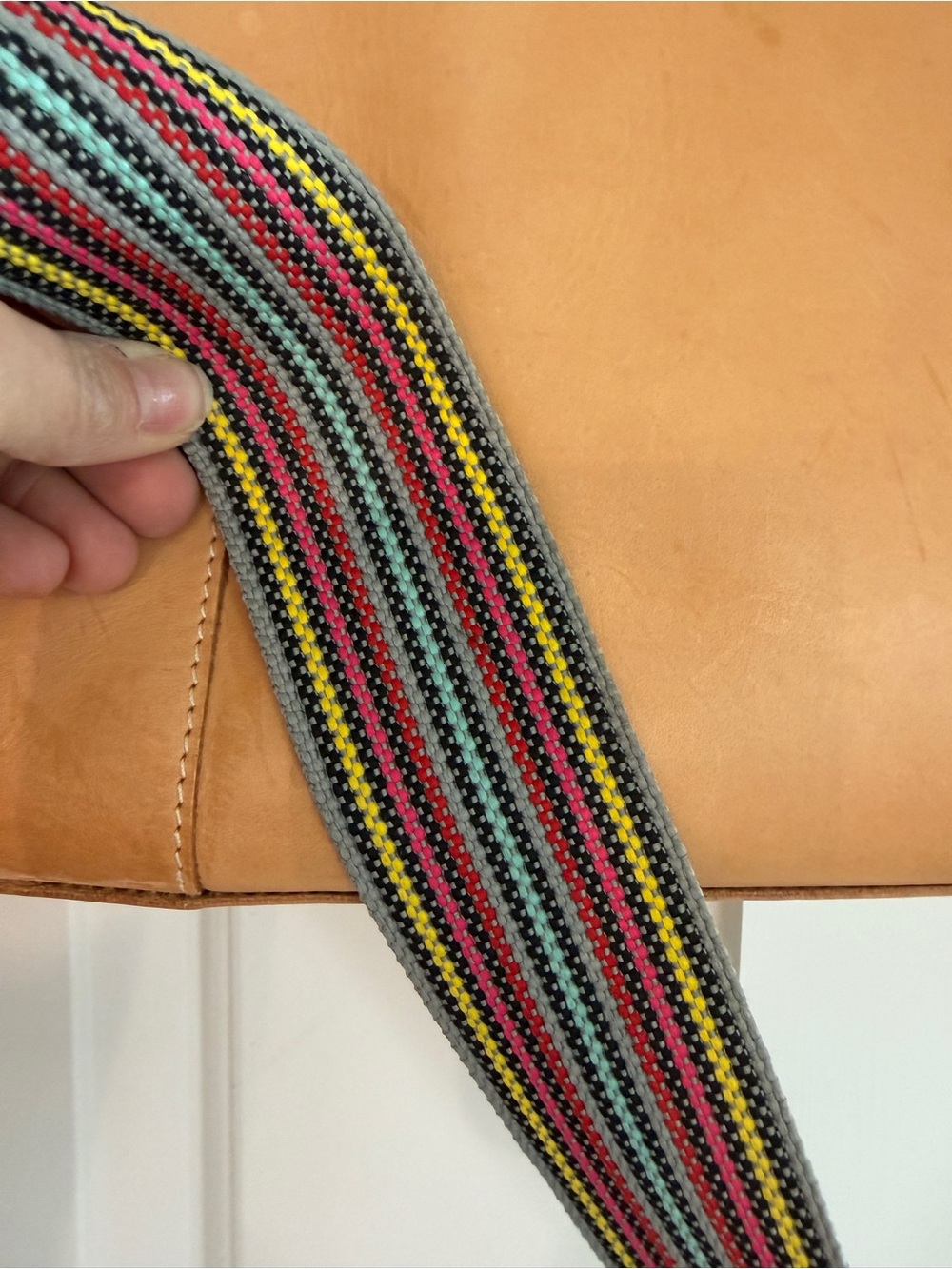 Consuela Untreated Natural Tan Leather Satchel with Colorful Woven Tassel - Picture 6 of 10
